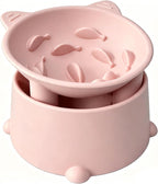 Raised Slow Feeder Cat Bowl — Tilted Silicone Design