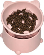 Raised Slow Feeder Cat Bowl — Tilted Silicone Design