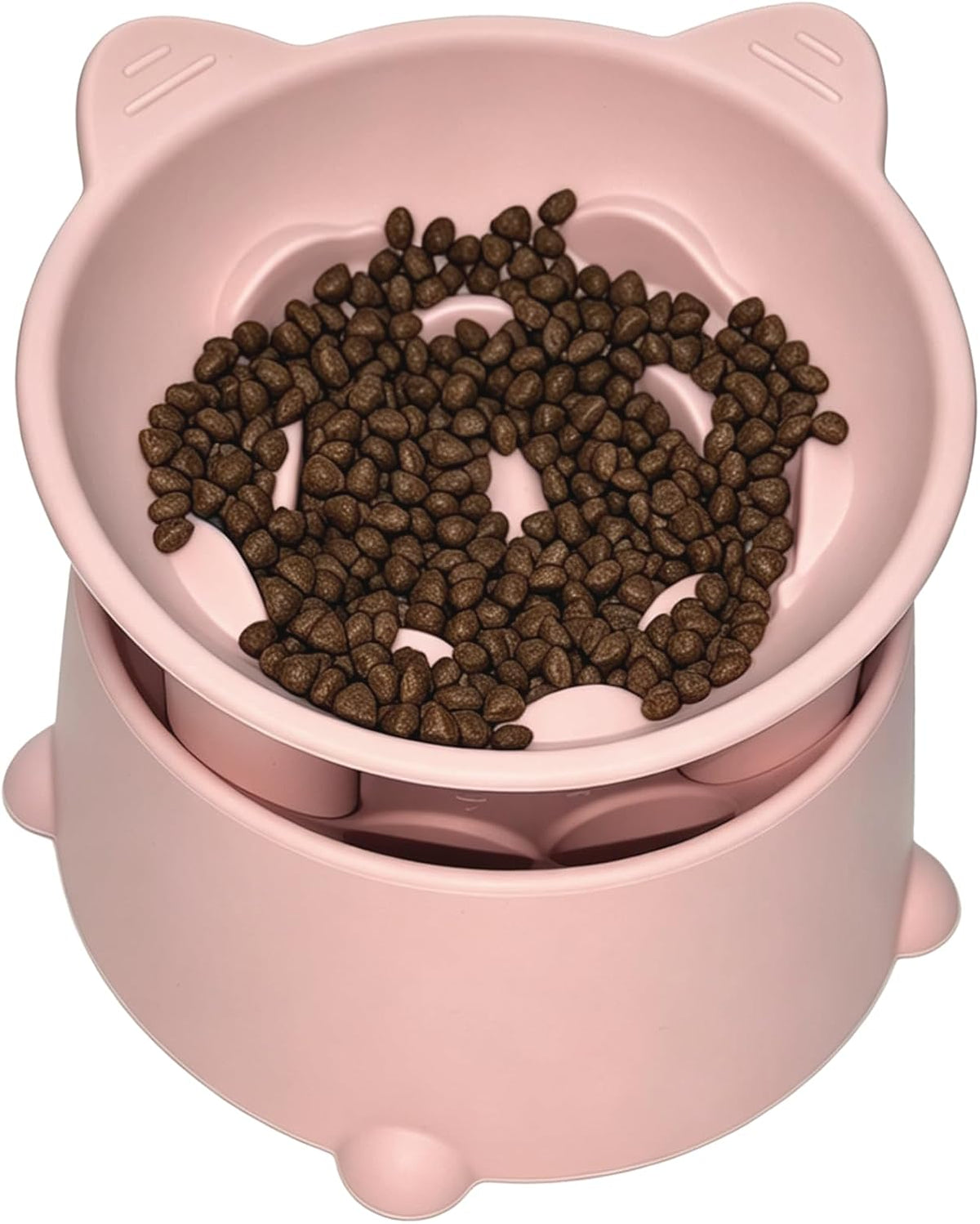 Raised Slow Feeder Cat Bowl — Tilted Silicone Design