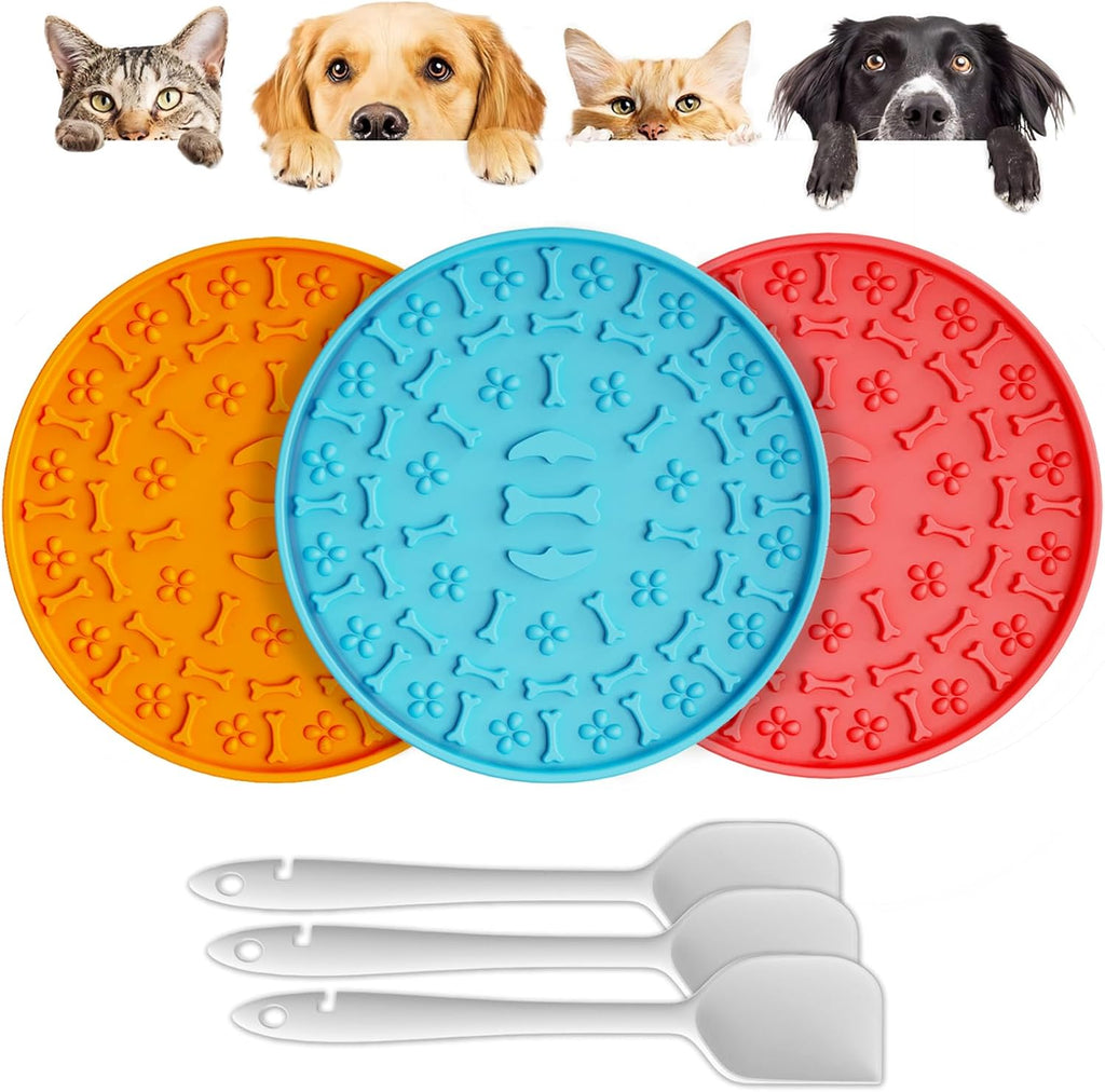 3-Pack Suction-Cup Lick Mats for Dogs and Cats