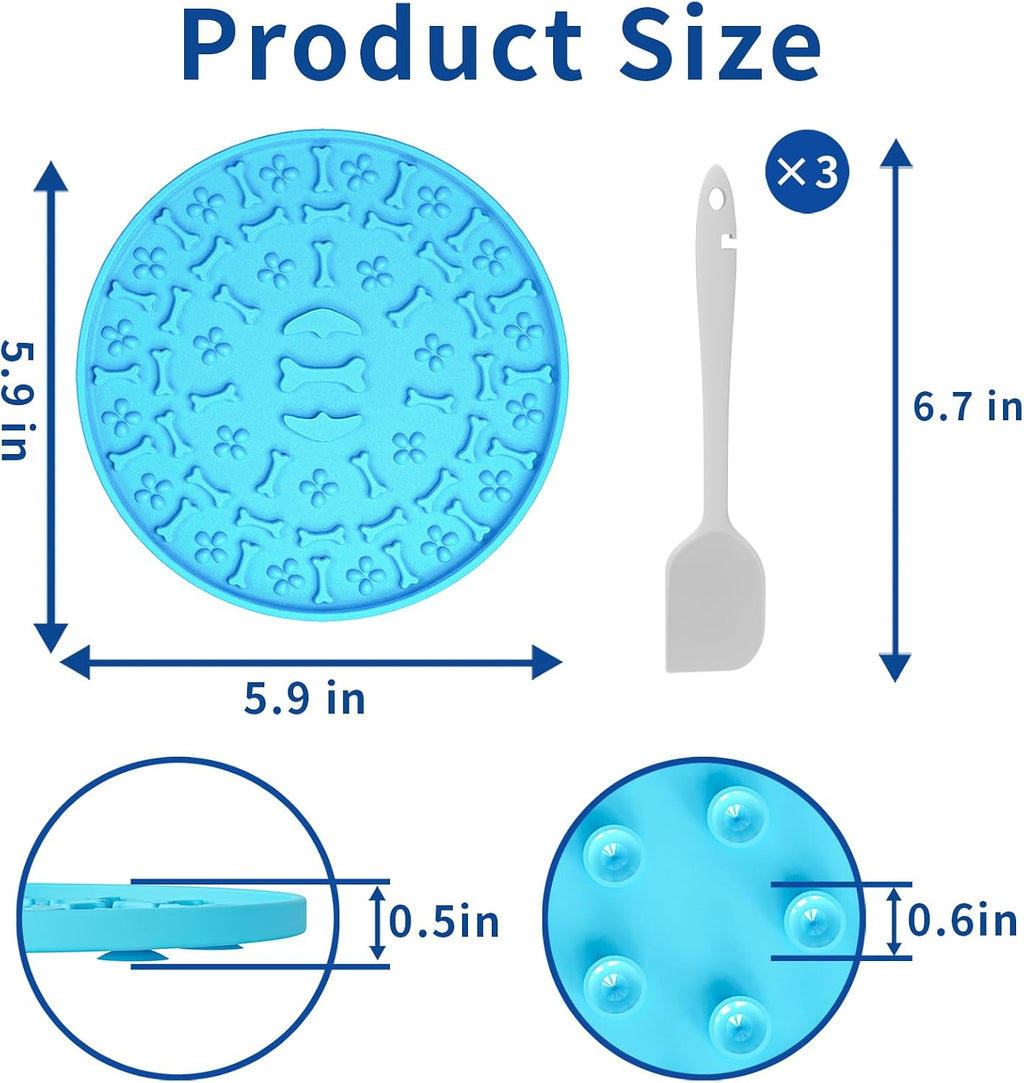 3-Pack Suction-Cup Lick Mats for Dogs and Cats