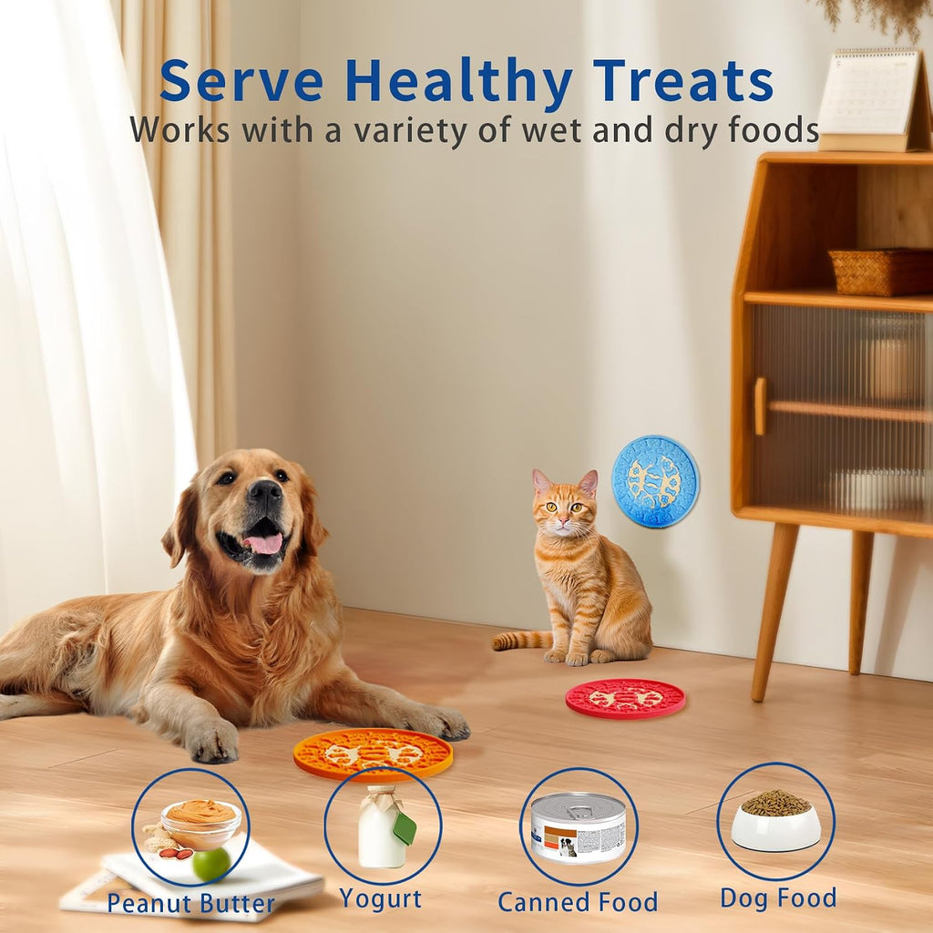 3-Pack Suction-Cup Lick Mats for Dogs and Cats