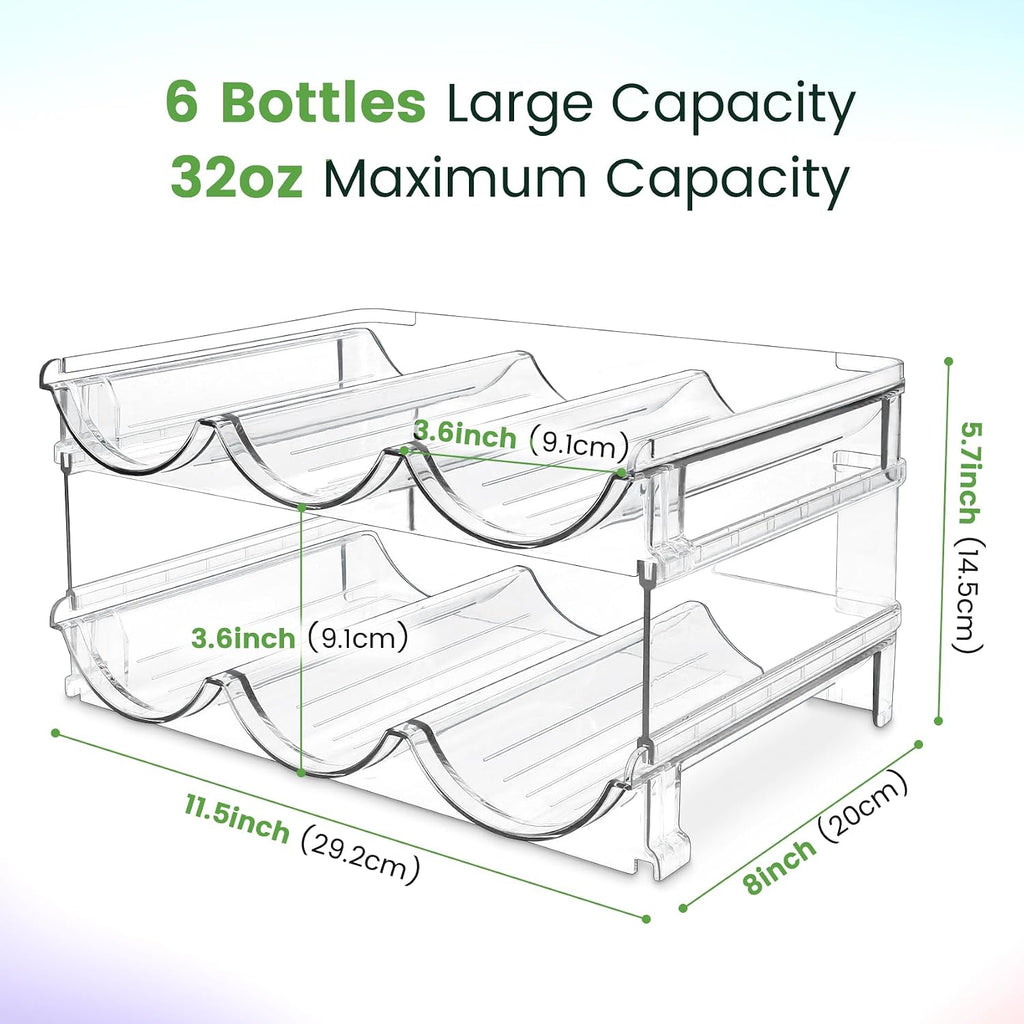 Water Bottle Organizer for Cabinet, Water Bottle Storage Organizer, 2 Packs Water Bottle Storage Rack, Water Bottle Holder for Cabinet, Stackable Water Bottle Storage Rack