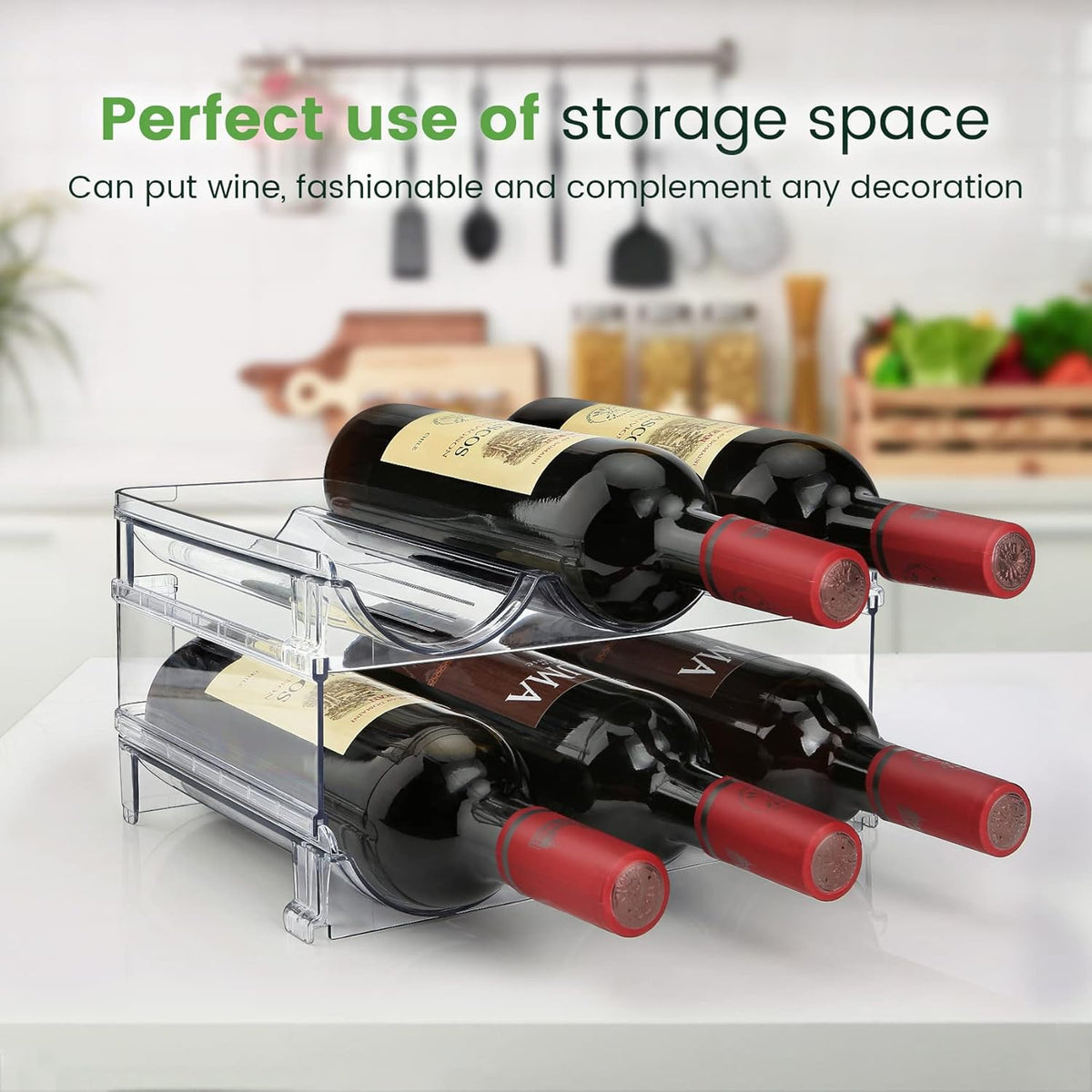 Water Bottle Organizer for Cabinet, Water Bottle Storage Organizer, 2 Packs Water Bottle Storage Rack, Water Bottle Holder for Cabinet, Stackable Water Bottle Storage Rack