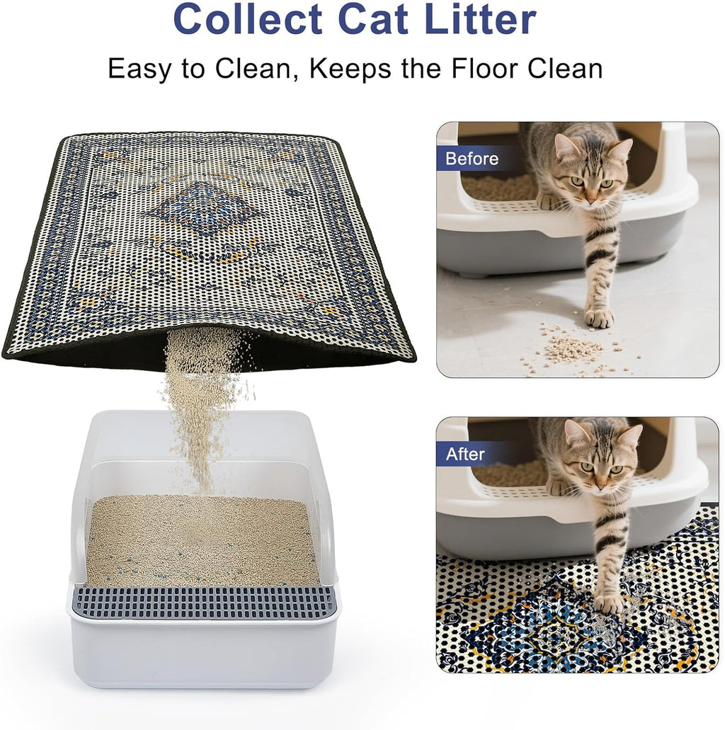 Large Double-Layer Cat Litter Mat — 26.8 × 46.5 in