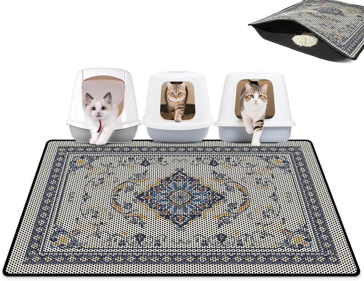 Large Double-Layer Cat Litter Mat — 26.8 × 46.5 in