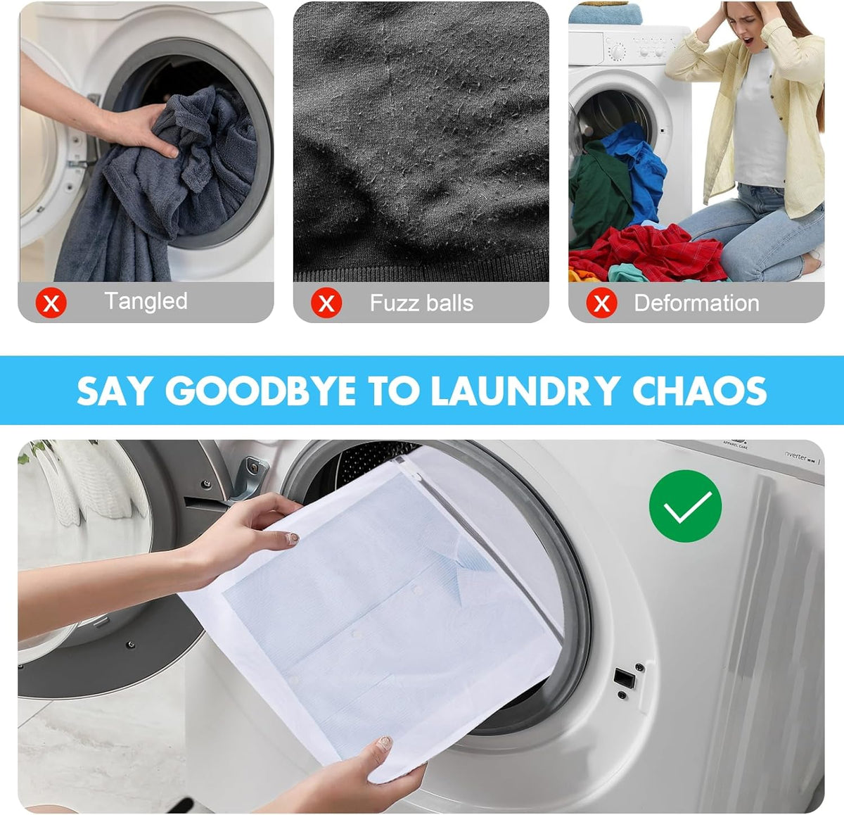 Mesh Laundry Wash Bags — 4 Large, 16 x 20 in