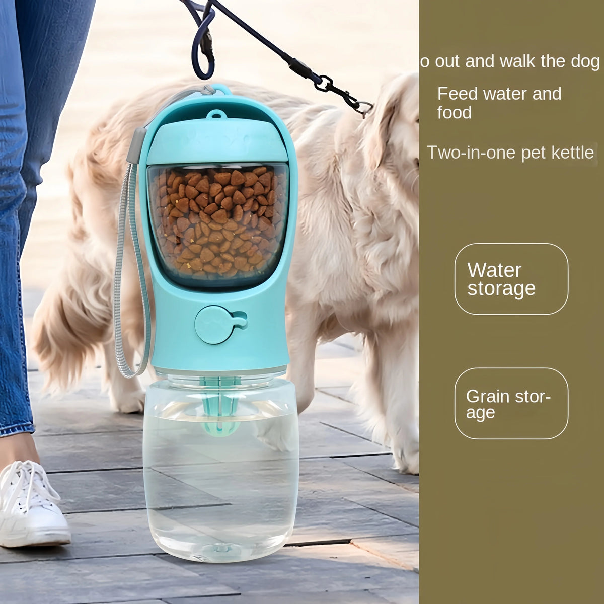 Portable Dog Water Bottle with Food Container – 350 ml