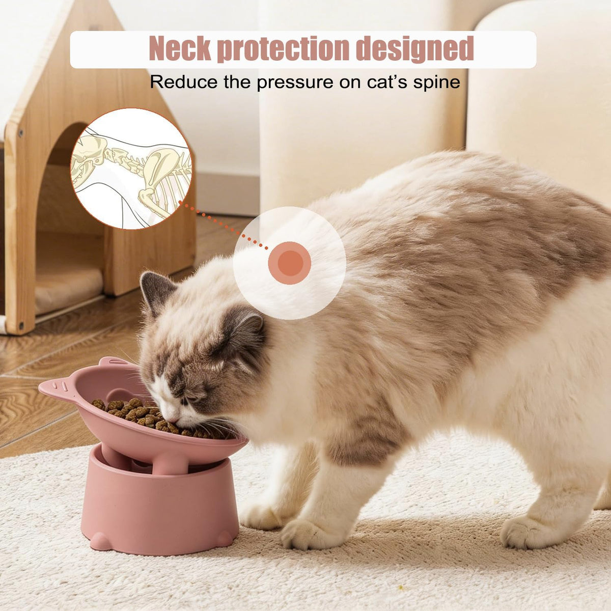 Raised Slow Feeder Cat Bowl — Tilted Silicone Design