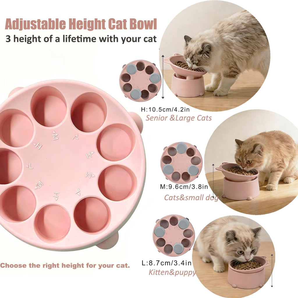 Raised Slow Feeder Cat Bowl — Tilted Silicone Design